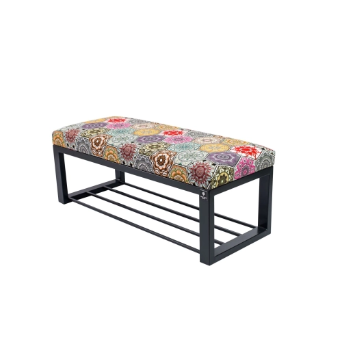 Ławka Pufa Tapicerowana Hexagony Mandala Stal LGM-6 Rozmiary od 50 cm do 200 cm