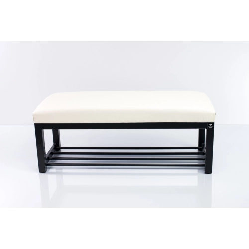 Ławka Pufa Tapicerowana Siedzisko Gładkie Ekoskóra Biały Stal LGM-7 Rozmiary od 50 cm do 200 cm