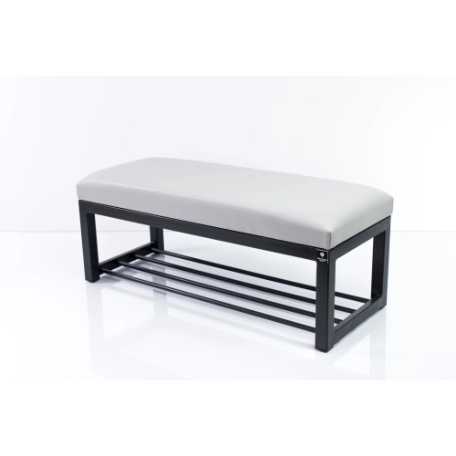Ławka Pufa Tapicerowana Siedzisko Gładkie Ekoskóra Popiel Stal LGM-7 Rozmiary od 50 cm do 200 cm