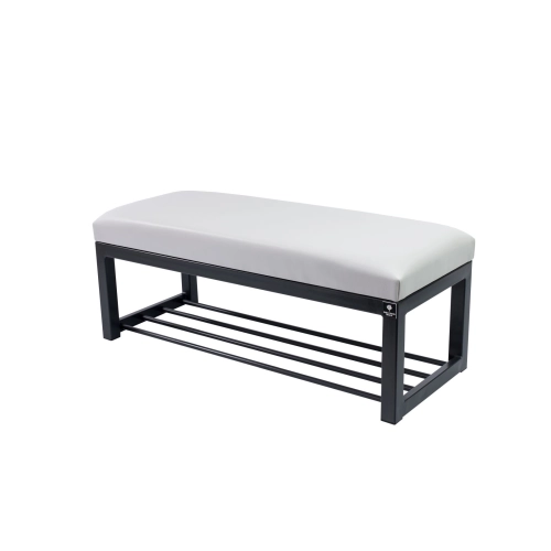 Ławka Pufa Tapicerowana Siedzisko Gładkie Ekoskóra Popiel Stal LGM-7 Rozmiary od 50 cm do 200 cm