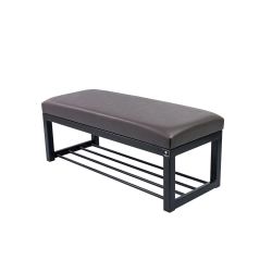Ławka Pufa Tapicerowana Siedzisko Gładkie Ekoskóra Grafit Stal LGM-7 Rozmiary od 50 cm do 200 cm