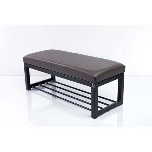 Ławka Pufa Tapicerowana Siedzisko Gładkie Ekoskóra Grafit Stal LGM-7 Rozmiary od 50 cm do 200 cm