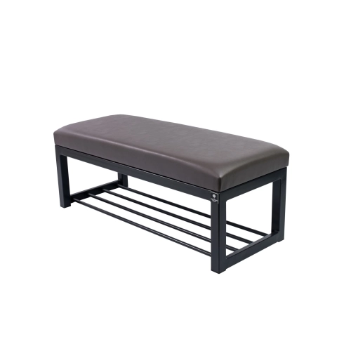 Ławka Pufa Tapicerowana Siedzisko Gładkie Ekoskóra Grafit Stal LGM-7 Rozmiary od 50 cm do 200 cm