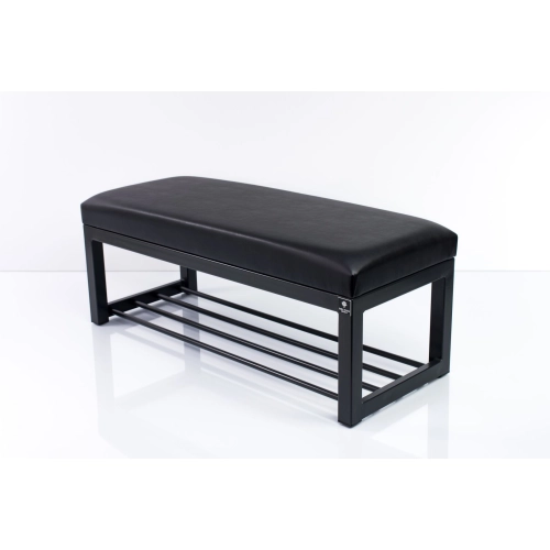 Ławka Pufa Tapicerowana Siedzisko Gładkie Ekoskóra Czarny Stal LGM-7 Rozmiary od 50 cm do 200 cm