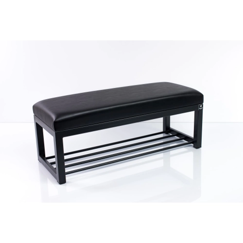 Ławka Pufa Tapicerowana Siedzisko Gładkie Ekoskóra Czarny Stal LGM-7 Rozmiary od 50 cm do 200 cm