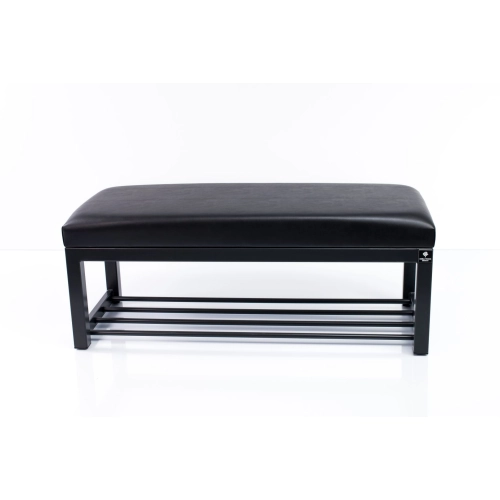 Ławka Pufa Tapicerowana Siedzisko Gładkie Ekoskóra Czarny Stal LGM-7 Rozmiary od 50 cm do 200 cm