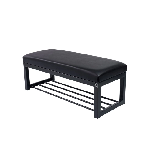 Ławka Pufa Tapicerowana Siedzisko Gładkie Ekoskóra Czarny Stal LGM-7 Rozmiary od 50 cm do 200 cm