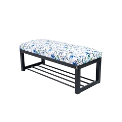 Ławka Pufa Tapicerowana Kwiaty Malowane Stal LGM-7 Rozmiary od 50 cm do 200 cm