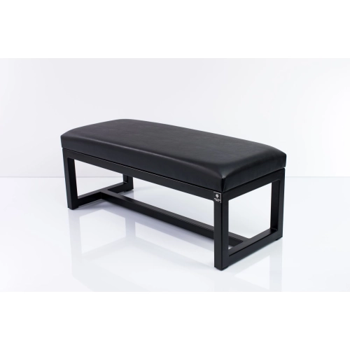 Ławka Pufa Tapicerowana Siedzisko Gładkie Ekoskóra Czarny Stal LGM-9 Rozmiary od 50 cm do 200 cm
