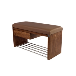 Ławka Szafka Pufa Tapicerowana Siedzisko Gładkie Ekoskóra Brązowa LGS-1 Rozmiary od 50 cm do 200 cm
