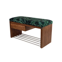 Ławka Szafka Pufa Tapicerowana Siedzisko Gładkie Liście Tropikalne LGS-1 Rozmiary od 50 cm do 200 cm