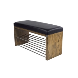 Ławka Szafka Pufa Tapicerowana Siedzisko Gładkie Ekoskóra Czarny LGS-10 Rozmiary od 50 cm do 200 cm