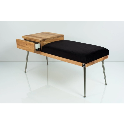 Ławka Pufa Tapicerowana Siedzisko Gładkie Czarny LGS-106 Rozmiary od 70 cm do 200 cm