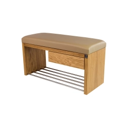 Ławka Szafka Pufa Tapicerowana Siedzisko Gładkie Ekoskóra Beż LGS-2 Rozmiary od 50 cm do 200 cm