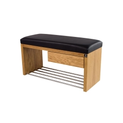 Ławka Szafka Pufa Tapicerowana Siedzisko Gładkie Ekoskóra Czarny LGS-2 Rozmiary od 50 cm do 200 cm