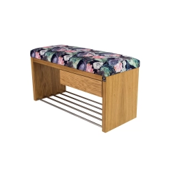 Ławka Szafka Pufa Tapicerowana Siedzisko Gładkie Akwarela Kwiaty Ptaki LGS-2 Rozmiary od 50 cm do 200 cm