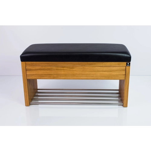 Ławka Szafka Pufa Tapicerowana Siedzisko Gładkie Ekoskóra Czarny LGS-3 Rozmiary od 50 cm do 200 cm