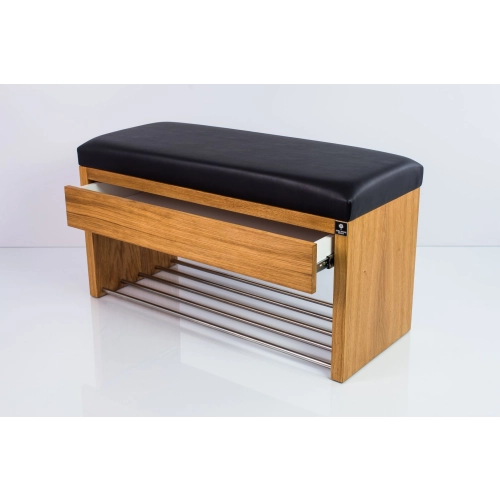 Ławka Szafka Pufa Tapicerowana Siedzisko Gładkie Ekoskóra Czarny LGS-3 Rozmiary od 50 cm do 200 cm