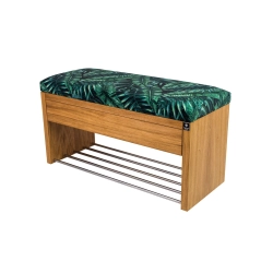 Ławka Szafka Pufa Tapicerowana Siedzisko Gładkie Liscie Tropikalne LGS-3 Rozmiary od 50 cm do 200 cm