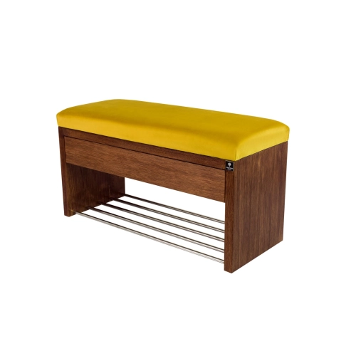 Ławka Szafka Pufa Tapicerowana Siedzisko Gładkie Cytrynowa Żółcień LGS-3 Rozmiary od 50 cm do 200 cm