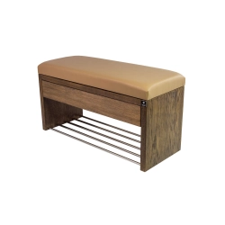 Ławka Szafka Pufa Tapicerowana Siedzisko Gładkie Ekoskóra Beż LGS-3 Rozmiary od 50 cm do 200 cm