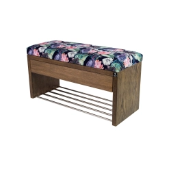 Ławka Szafka Pufa Tapicerowana Siedzisko Gładkie Akwarela Kwiaty Ptaki LGS-3 Rozmiary od 50 cm do 200 cm