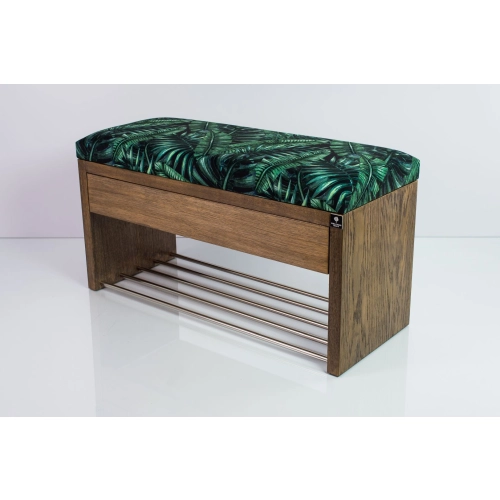 Ławka Szafka Pufa Tapicerowana Siedzisko Gładkie Liscie Tropikalne LGS-3 Rozmiary od 50 cm do 200 cm