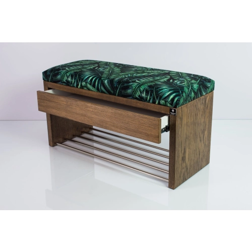 Ławka Szafka Pufa Tapicerowana Siedzisko Gładkie Liscie Tropikalne LGS-3 Rozmiary od 50 cm do 200 cm