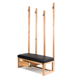 Ławka Szafka Pufa Tapicerowana Siedzisko Gładkie Ekoskóra Czarny Wieszak LGS-50 Rozmiary od 50 cm do 200 cm