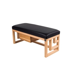 Ławka Szafka Pufa Tapicerowana Siedzisko Gładkie Ekoskóra Czarny LGS-58 Rozmiary od 50 cm do 200 cm