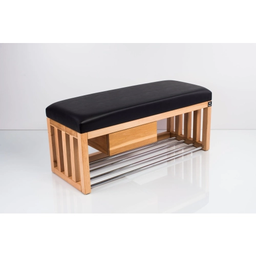 Ławka Szafka Pufa Tapicerowana Siedzisko Gładkie Ekoskóra Czarny LGS-61 Rozmiary od 50 cm do 200 cm