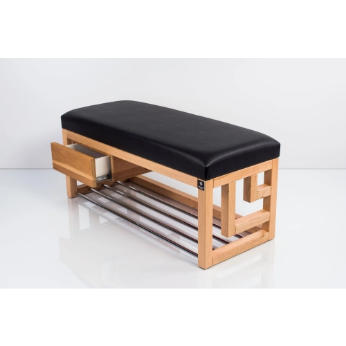 Ławka Szafka Pufa Tapicerowana Siedzisko Gładkie Ekoskóra Czarny LGS-65 Rozmiary od 50 cm do 200 cm