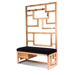 Ławka Szafka Pufa Tapicerowana Siedzisko Gładkie Czarny Wieszak LGS-66 Rozmiary od 50 cm do 200 cm