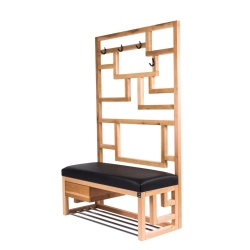 Ławka Szafka Pufa Tapicerowana Siedzisko Gładkie Ekoskóra Czarny Wieszak LGS-66 Rozmiary od 50 cm do 200 cm