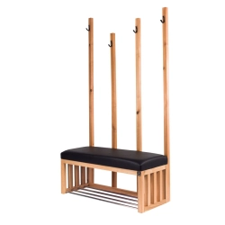 Ławka Szafka Pufa Tapicerowana Siedzisko Gładkie Ekoskóra Czarny Wieszak LGS-67 Rozmiary od 50 cm do 200 cm