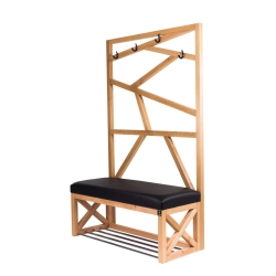 Ławka Szafka Pufa Tapicerowana Siedzisko Gładkie Ekoskóra Czarny Wieszak LGS-68 Rozmiary od 50 cm do 200 cm