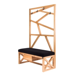 Ławka Szafka Pufa Tapicerowana Siedzisko Gładkie Czarny Wieszak LGS-69 Rozmiary od 50 cm do 200 cm