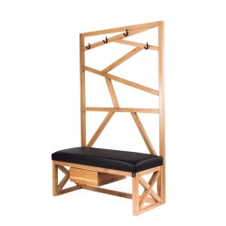 Ławka Szafka Pufa Tapicerowana Siedzisko Gładkie Ekoskóra Czarny Wieszak LGS-69 Rozmiary od 50 cm do 200 cm