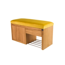 Ławka Szafka Pufa Tapicerowana Siedzisko Gładkie Cytrynowa Żółcień LGS-7 Rozmiary od 50 cm do 200 cm