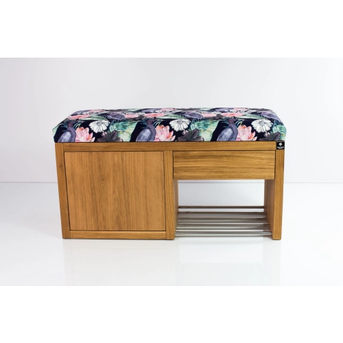 Ławka Szafka Pufa Tapicerowana Siedzisko Gładkie Akwarela Kwiaty Ptaki LGS-7 Rozmiary od 50 cm do 200 cm