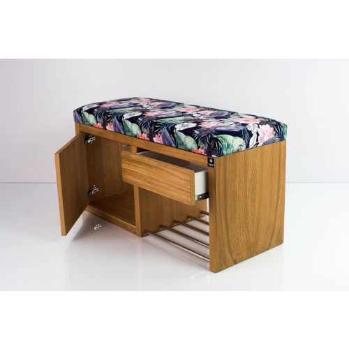 Ławka Szafka Pufa Tapicerowana Siedzisko Gładkie Akwarela Kwiaty Ptaki LGS-7 Rozmiary od 50 cm do 200 cm