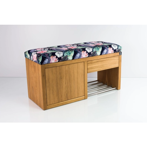 Ławka Szafka Pufa Tapicerowana Siedzisko Gładkie Akwarela Kwiaty Ptaki LGS-7 Rozmiary od 50 cm do 200 cm