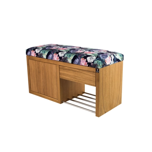 Ławka Szafka Pufa Tapicerowana Siedzisko Gładkie Akwarela Kwiaty Ptaki LGS-7 Rozmiary od 50 cm do 200 cm