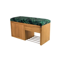 Ławka Szafka Pufa Tapicerowana Siedzisko Gładkie Liście Tropikalne LGS-7 Rozmiary od 50 cm do 200 cm