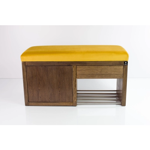 Ławka Szafka Pufa Tapicerowana Siedzisko Gładkie Cytrynowa Żółcień LGS-7 Rozmiary od 50 cm do 200 cm