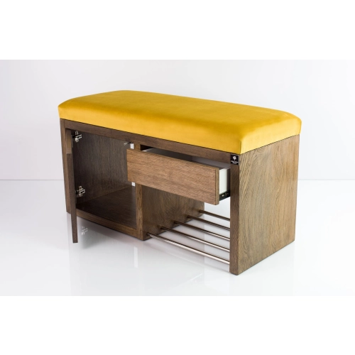 Ławka Szafka Pufa Tapicerowana Siedzisko Gładkie Cytrynowa Żółcień LGS-7 Rozmiary od 50 cm do 200 cm