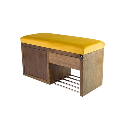 Ławka Szafka Pufa Tapicerowana Siedzisko Gładkie Cytrynowa Żółcień LGS-7 Rozmiary od 50 cm do 200 cm