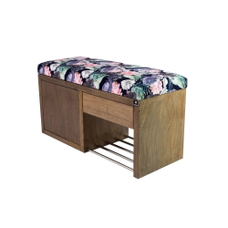 Ławka Szafka Pufa Tapicerowana Siedzisko Gładkie Akwarela Kwiaty Ptaki LGS-7 Rozmiary od 50 cm do 200 cm