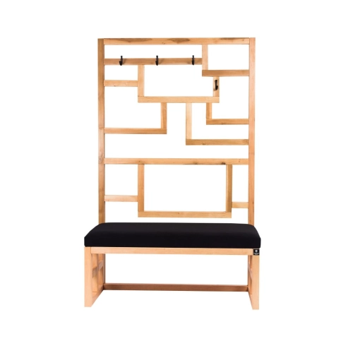 Ławka Szafka Pufa Tapicerowana Siedzisko Gładkie Czarny Wieszak LGS-70 Rozmiary od 50 cm do 200 cm