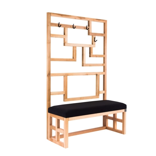 Ławka Szafka Pufa Tapicerowana Siedzisko Gładkie Czarny Wieszak LGS-70 Rozmiary od 50 cm do 200 cm